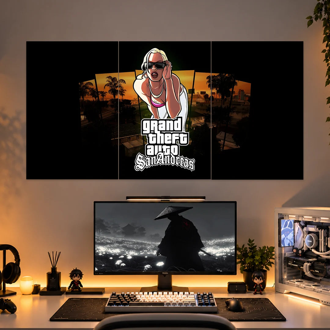 GTA SAN ANDREAS POSTER - 1 | GAMING ROOM POSTERS | 3 PIECE SET BLUMUN