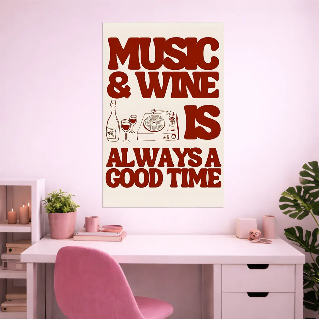 MUSIC AND WINE POSTER | GIRL BOSS POSTERS