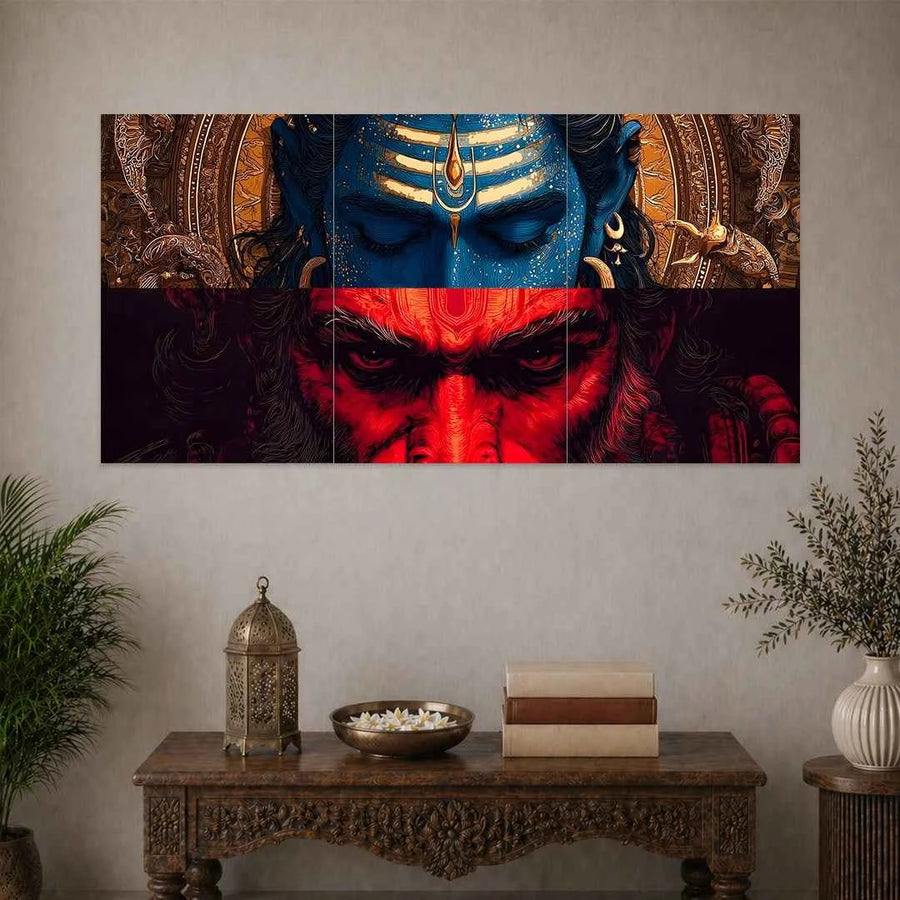 HANUMAN JI AND RAM JI POSTER - 1 | DEVOTIONAL POSTERS | 3 PIECE SET