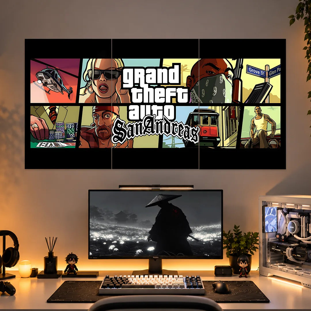 GTA SAN ANDREAS POSTER - 2 | GAMING ROOM POSTERS | 3 PIECE SET (Copy) BLUMUN