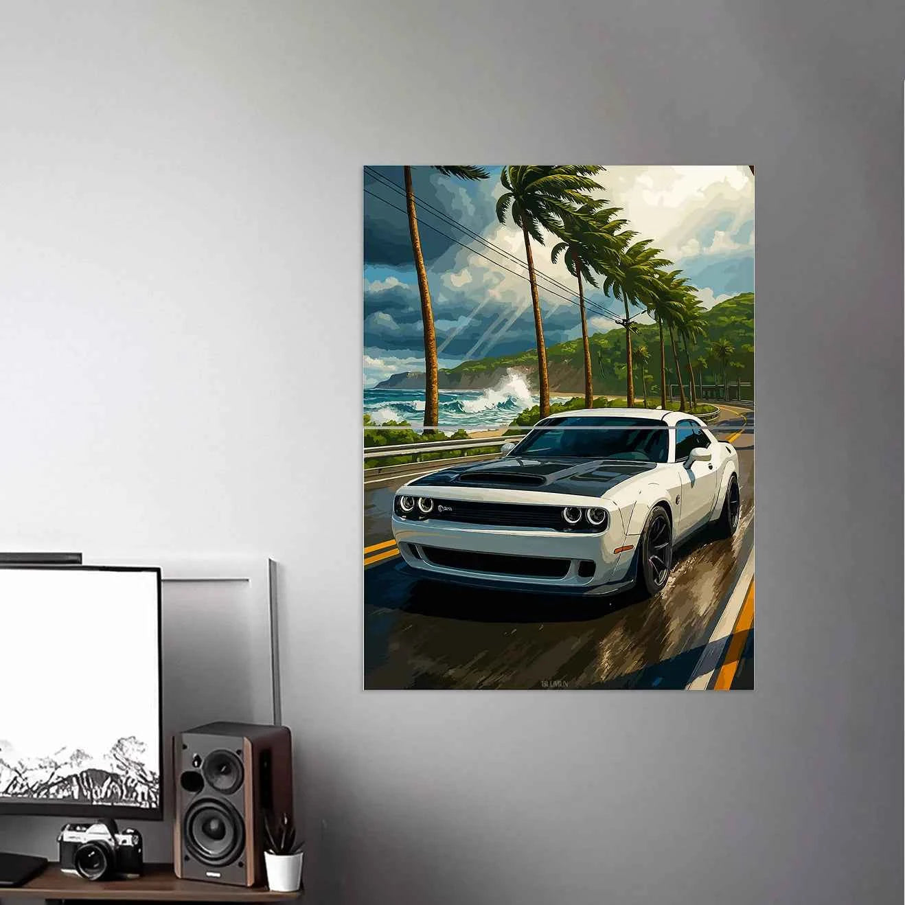 DODGE CHALLENGER POSTER | CAR POSTERS | VECTOR ART POSTER | 2 PIECE SET